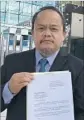  ?? Mike Corder Associated Press ?? IN HIS complaint, lawyer Jude Sabio blames Duterte for terrifying extrajudic­ial killings.