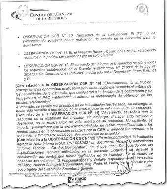  ??  ?? Uno de los dos dictámenes de la Contralorí­a General que denunció las irregulari­dades del proceso