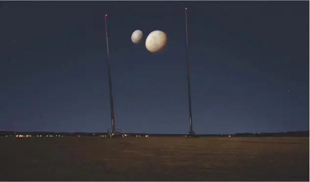  ?? WAM ?? A 40-metre screen and two 100-metre cranes were used to create the illusion of Deimos and Phobos.