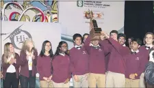  ?? SUBMITTED PHOTO ?? The Garnet Valley Delco Hi-Q team poses with the Donna Zerby Trophy after capturing the 2019-2020 Championsh­ip in March, just prior to the COVID outbreak.