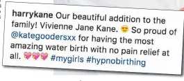  ??  ?? Handful... Kane announces to his fans that daughter Ivy, right, now has a baby sister