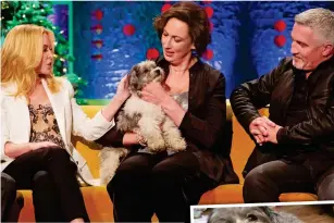  ??  ?? Special guest: Kylie Minogue and Paul Hollywood meet Peggy on a chat show