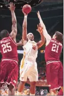  ?? Adam Brimer Associated Press ?? Freshman forward Jarnell Stokes (5) returned to the starting lineup for the Vols after being slowed by a wrist injury. The former Central High star scored 10 points to help keep Arkansas winless on the road this season.