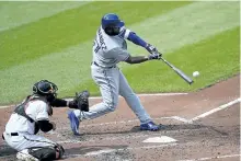  ?? GAIL BURTON/AP ?? Toronto’s Teoscar Hernandez connects for a single against the Baltimore Orioles earlier this week.