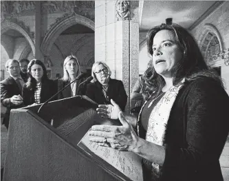  ?? SEAN KILPATRICK THE CANADIAN PRESS ?? Justice Minister Jody Wilson-Raybould makes an announceme­nt regarding family law in Ottawa on Tuesday.