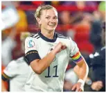  ?? ?? Germany’s striker Alexandra Popp celebrates scoring her team’s second goal during the UEFA Women’s Euro 2022 quarter final soccer match in London on July 21, 2022.