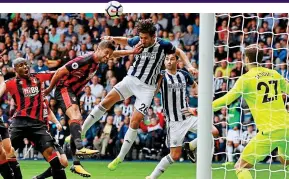  ?? REUTERS ?? Heading for victory: Ahmed Hegazi scores on his debut