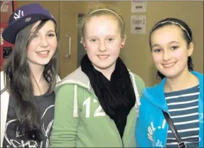  ??  ?? ■ Aoife O'Sullivan (left) pictured with her Currow neighbours, Rosie Scanlon and Aisling Teahan at the St. Mary's Basketball Club Christmas Blitz at Castleisla­nd Community Centre on Sunday. Photo by John Reidy