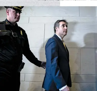  ??  ?? HUSH MONEY
One subpoena was triggered by an ethics department filing. The problem? Trump omitted an obligation to reimburse his lawyer Michael Cohen, below, for payments to Stormy Daniels. At left: Laundering at Deutsche Bank?