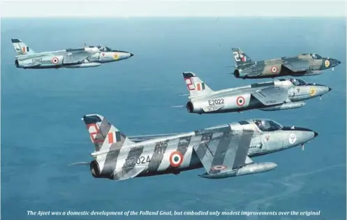  ??  ?? The Ajeet was a domestic developmen­t of the Folland Gnat, but embodied only modest improvemen­ts over the original
