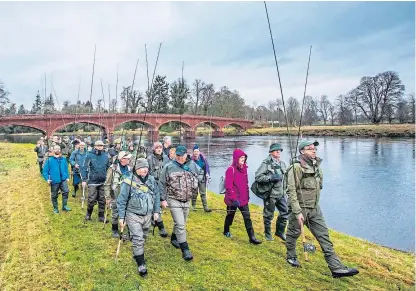  ?? Picture: Steve Macdougall. ?? A parade before the opening of the River Tay salmon fishing season in January at Meikleour Fishing, Kinclaven Bridge, by Meikleour.