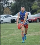  ?? ?? Leading from the front: Merrigum captain Jack Sinclair was dominant through the midfield as his team shook off a determined Undera.