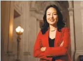  ?? Michael Macor / The Chronicle ?? S.F. Supervisor Jane Kim is in second place behind frontrunne­r Supervisor London Breed, and Mark Leno is in third place, a new survey shows.