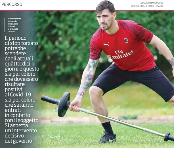  ?? LAPRESSE ?? L’allenament­o di Alessio Romagnoli 25 anni a Milanello