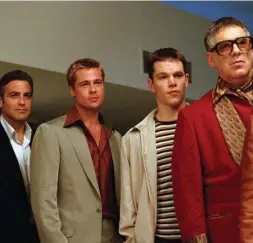  ??  ?? The criminal crew led by Danny Ocean (George Clooney, left) in the 2001 movie Ocean’s Eleven.