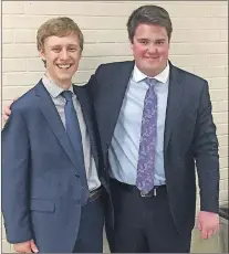  ?? SUBMITTED PHOTO ?? Provincial debate champs for 2017 Luke Battcock (left) and Curtis Knee.