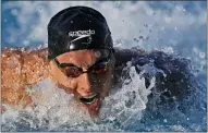  ?? ASHLEY LANDIS — THE ASSOCIATED PRESS FILE ?? Caeleb Dressel competes in the men’s 100meter butterfly prelim at the TYR Pro Swim Series swim meet in Mission Viejo, California in April.