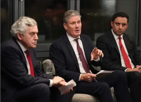  ?? Picture: Jane Barlow/pa Wire ?? Former PM Gordon Brown, Labour Party leader Sir Keir Starmer and Scottish Labour leader Anas Sarwar in Edinburgh