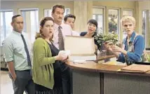  ?? Scott Everett White The CW ?? “CRAZY EX-GIRLFRIEND’S” mom Paula (Donna Lynne Champlin, second from left) opted to end unplanned pregnancy.