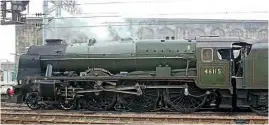  ??  ?? LMS 1927-built 4-6-0 No. 46115 Scots Guardsman awaits departure from Carlisle with the 2.40pm return leg of the ‘Winter Cumbrian Mountain Express’ to London Euston on February 22, 2014. DON BENN