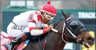  ?? (Photo courtesy Oaklawn/Coady Media) ?? Skelly, with Ricardo Santana Jr. aboard, won Saturday’s King Cotton Stakes at Oaklawn Racing Casino Resort in Hot Springs by 3 1/4 lengths over Tejano Twist.