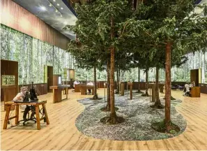 ??  ?? Jaeger-lecoultre’s booth at SIHH 2019 was designed with a decorative backdrop of Vallee de Joux – equipped with spruce trees, scent of pine trees and recording of chirping birds.