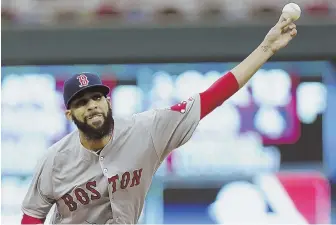  ?? AP PHOTO ?? NOT GOOD ENOUGH: David Price, who gave up three runs in six innings, delivers during the Red Sox’ 4-1 loss to the Minnesota Twins last night in Minneapoli­s.