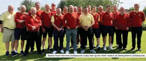  ?? ?? Teams from the two Ashbourne clubs line up for their match at Derbyshire’s Ashbourne.