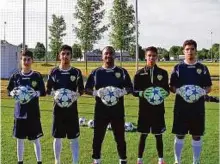  ?? Courtesy: Lenar Sayfullin ?? Young goalkeeper­s from Al Wasl Club have been honing their skills at the training base in Germany.