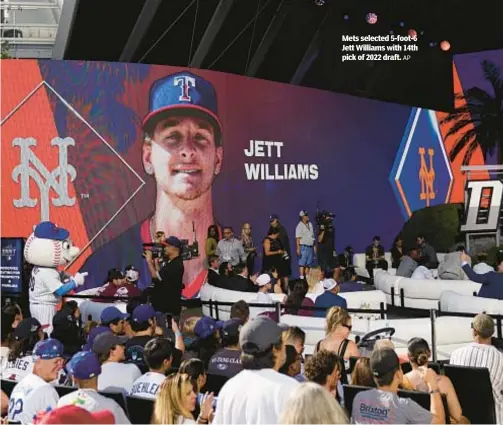  ?? AP ?? Mets selected 5-foot-6 Jett Williams with 14th pick of 2022 draft.