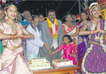  ??  ?? Minister for Local Government, Housing, Environmen­t, Infrastruc­ture and Transport Parveen Bala and Damyanti Kunjan, 81 (left) officiated at the 80th Anniversar­y of the Tavarau Mariamman Temple in Ba on May 4, 2018.