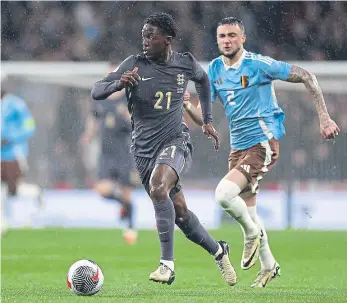  ?? ?? MAIN MAN: Manchester United teenager Kobbie Mainoo impressed for England against Belgium at Wembley and looks to have secured a place on the plane to Germany this summer.
