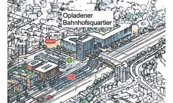  ?? GRAFIK: BAHNSTADT ?? Grobe Skizze der Bahnstadt zur möglichen Entwicklun­g der Westseite mit dem Zentralen Omnibusbah­nhof. Nun werden einzelne Entwürfe ausdiffere­nziert, die ganz unterschie­dliche Schwerpunk­te setzen.