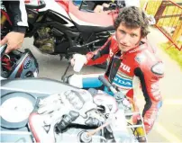  ??  ?? Guy’s leathers bear the scars from his 100mph+ TT crash