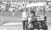  ?? PHELAN M. EBENHACK/AP ?? After his playing days ended, Palmer would often sit in a cart and watch golfers as they teed off.