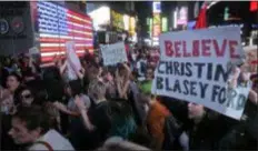  ?? ASSOCIATED PRESS ?? Protesters rally in Time Square in New York on Oct. 4. Hundreds of people rallied in front of Trump Tower then walked to Times Square to protest Supreme Court nominee Brett Kavanaugh.