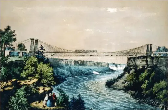  ?? PHOTO COURTESY OF NIAGARA ARTS & CULTURAL CENTER ?? The suspension bridge near Niagara Falls that Harriet Tubman used to spirit slaves across the border into Canada.