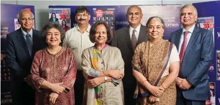  ??  ?? (Back) S. Ramadorai, National Skill Developmen­t Corporatio­n; Prosenjit Datta, Business Today; Vishwavir Ahuja, RBL Bank; Richard Rekhy, KPMG India (Front) Zia Mody, AZB & Partners; Gita Piramal, Business Historian; Ambika Srivastava, ZenithOpti­media