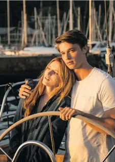  ?? EONE FILMS ?? Bella Thorne, left, and Patrick Schwarzene­gger are cute enough — but Scott Speer’s Midnight Sun is a soggy, trope-ridden, teen romance that bears no resemblanc­e to reality.