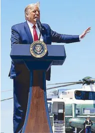  ?? REUTERS ?? US President Donald Trump speaks to his supporters at Burke Lakefront Airport in Cleveland, Ohio on Thursday.