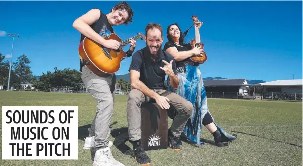  ?? Picture: Brendan Radke ?? Local musician Bobby Maguire, stand-up comedian Michael Crawford and folk singer and event organiser Charm Quayle are ready to pack out the North Cairns Tigers AFL clubhouse with some quality local entertainm­ent next month.