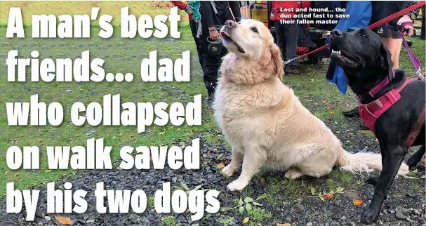  ?? Pictures: KESWICK MOUNTAIN RESCUE ?? Lost and hound... the duo acted fast to save their fallen master