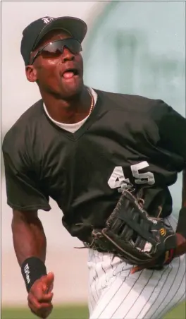  ?? THE ASSOCIATED PRESS – 1994 ?? After stepping away from the NBA, Michael Jordan played for the Double-A Birmingham Barons in 1994. Jordan had been courted by then-A’s general manager Sandy Alderson.