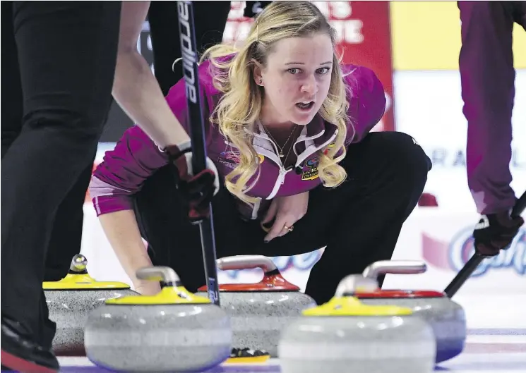  ?? JUSTIN TANG/THE CANADIAN PRESS ?? Skip Chelsea Carey has called a perfect week of curling so far, with one big match left to play Sunday at the Canadian Olympic curling trials in Ottawa.