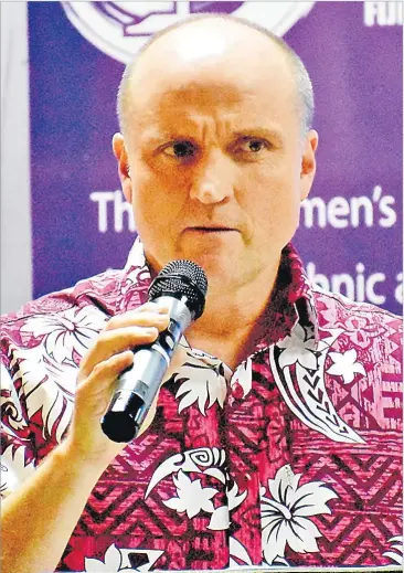 ?? Picture: ATU RASEA ?? Australian High Commission­er John Williams during the launch of the Fiji Women’s Rights Movement (FWRM) research report Beyond 33 per cent: The Economic Empowermen­t of Fiji Women and Girls on Wednesday.
