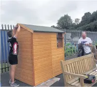  ??  ?? Volunteers from the community have been transformi­ng the paddling pool to get it ready in time for the summer holidays