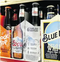  ?? JUSTIN SULLIVAN / GETTY IMAGES ?? Sales of Molson Coors beers in the U.S. were down 5.8 per cent year-over-year, weighing on results.