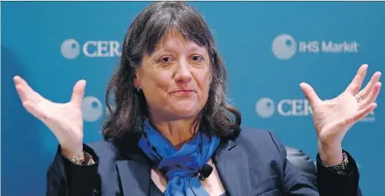  ?? AARON M. SPRECHER/BLOOMBERG ?? Judy Fairburn, vice-president of business innovation at Cenovus Energy Inc., told the IHS CERAWeek conference in Houston that Canada’s oilpatch is “quite well positioned” to succeed in the competitiv­e energy market.