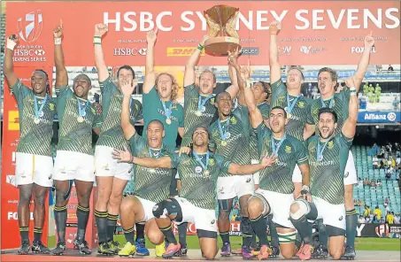  ?? Picture: GETTY IMAGES ?? SWEET REVENGE: South Africa celebrate their victory after winning the men’s final match between England and South Africa in the 2017 HSBC Sydney 7s at Allianz Stadium yesterday in Sydney, Australia