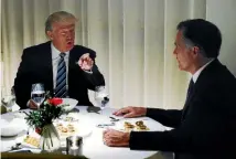  ?? PHOTO: REUTERS ?? Donald Trump dines with former rival Mitt Romney at the Trump Internatio­nal Hotel & Tower in New York yesterday.